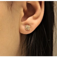 Güler Kuyumculuk Altın Baget Taşlı Vidalı Küpe