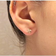 Güler Kuyumculuk Altın Vidalı Baget Taşlı Küpe