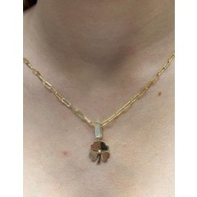 Güler Kuyumculuk 14 Ayar Altın Yonca Kolye Uçlu Ataç Zincir