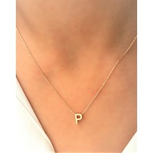 Güler Kuyumculuk 3 Boyutlu P Harfi ve Zinciri