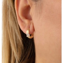 Güler Kuyumculuk Altın Baget Taşlı Halka Küpe