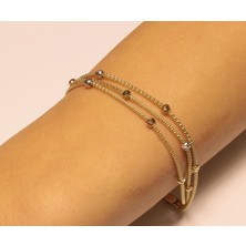 Güler Kuyumculuk 14 Ayar Altın Popcorn Üç Sıra Bileklik