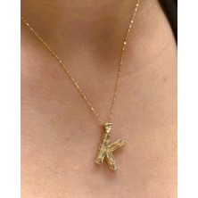 Güler Kuyumculuk Altın 3 Boyutlu K Harfli Aynalı Zincir