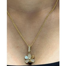 Güler Kuyumculuk 14 Ayar Altın Yonca Kolye Uçlu Gurmet Zincir