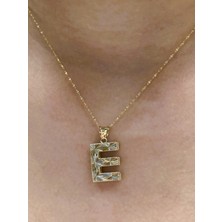 Güler Kuyumculuk Altın 3 Boyutlu E Harfli Aynalı Zincir