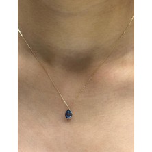 Güler Kuyumculuk 14 Ayar Altın Mavi Doğal Taşlı Zincir