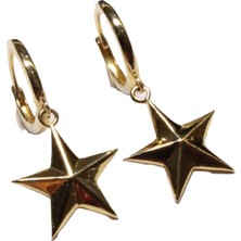 Güler Kuyumculuk 14 Ayar Altın Taşsız Yıldız Model Halka Küpe