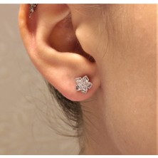 Güler Kuyumculuk Beyaz Altın Baget Taş Küpe