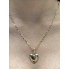 Güler Kuyumculuk 14 Ayar Altın Kalp Kolye Uçlu Ataç Zincir