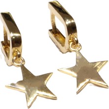 Güler Kuyumculuk 14 Ayar Altın Taşsız Yıldız Model Halka Küpe