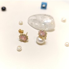 Altın Ofisi 9.9mm Vidalı Oval Pembe Tek Taş Küpe 14 Ayar Altın Hd Videolu