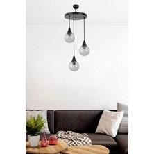 Lumexx Afra 3 Lü Tepsili Siyah Füme Camlı Sarkıt