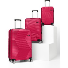 G&d Polo Suitcase Abs 3'lü Fuşya Lüx Valiz Seyahat Seti 600.10-SET