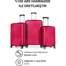 G&d Polo Suitcase Abs 3'lü Fuşya Lüx Valiz Seyahat Seti 600.10-SET