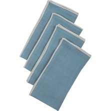 Vanelli Home Beyaz Overloklu Mavi 4 Lü Peçete Seti