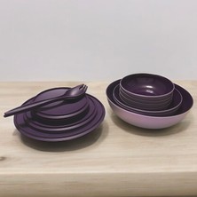 Tupperware Berrak Mor Set Parlak 16 Parça Mega Set Saklama ve Servis Kabı Salata Servis Çatallı