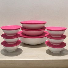 Tupperware Pembe Beyaz Berrak Mega Set 18 Parça Saklama ve Servis Kabı