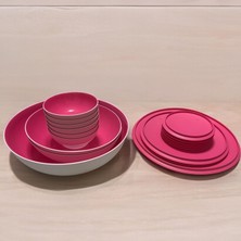 Tupperware Pembe Beyaz Berrak Mega Set 18 Parça Saklama ve Servis Kabı