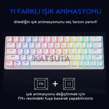 Katsuta Blue Switch Mekanik Oyuncu Klavyesi Gaming Klavye Rainbow Işıklı Mekanik Pembe Klavye 11 Işık Modu Kablolu