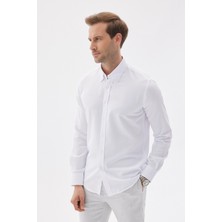 Kolay Ütülenebilir Oxford Erkek Beyaz Slim Fit Gömlek MARS36