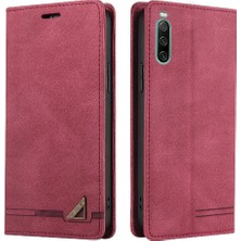 Mellow Mall Sony Xperia 10 V Kickstand Premium Deri Iki Kart Yuvaları Için Kılıf (Yurt Dışından)