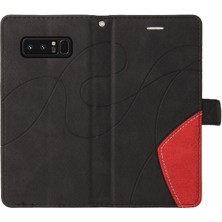 Mellow Mall Samsung Galaxy Not 8 Için Kılıf Iki Renkli Dikiş Pu Deri Flip Folio (Yurt Dışından)