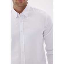 Kolay Ütülenebilir Oxford Erkek Beyaz Slim Fit Gömlek MARS36