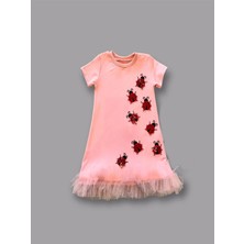 Diji Baby 1-2-3 Yaş Uğur Böceği Nakışlı Fırfır Uçlu Kız Çocuk Jile Elbisesi