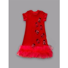 Diji Baby 1-2-3 Yaş Uğur Böceği Nakışlı Fırfır Uçlu Kız Çocuk Jile Elbisesi