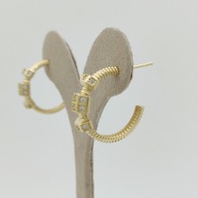 By Burak Gold Taşlı Halka Küpe – KP00762