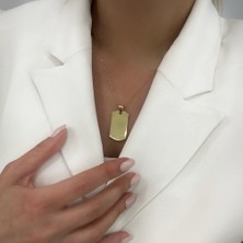 By Burak Gold Oval Köşeli Dikdörtgen Plaka Madalyon Kolye Ucu