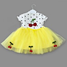 Diji Baby 1-2-3 Yaş Payetli Kiraz Nakışlı Kiraz Etekli Kız Bebek Tütü Elbisesi