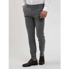 Dufy Koyu Gri Erkek Ekstra Slim Fit Melanj Desenli Klasik Pantolon - 103500