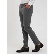 Dufy Koyu Gri Erkek Ekstra Slim Fit Melanj Desenli Klasik Pantolon - 103500