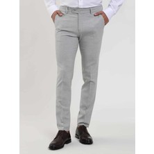 Dufy Gri Erkek Ekstra Slim Fit Melanj Desenli Klasik Pantolon - 103508