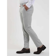Dufy Gri Erkek Ekstra Slim Fit Melanj Desenli Klasik Pantolon - 103508