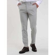 Dufy Gri Erkek Ekstra Slim Fit Melanj Desenli Klasik Pantolon - 103508