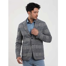 Dufy Lacivert Erkek Slim Fit Jakarlı Casual Mono Yaka Ceket