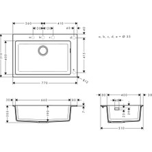 Hansgrohe S51 S510-F660 Ankastre Grafit Siyahı Evye 43313170