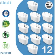 Shuii Purepro Su Arıtma Sürahi Filtresi (12 Adet Filtre ) Jugg ve Brita Maxtra+ Pro ile Uyumlu