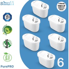 Shuii Purepro Su Arıtma Sürahi Filtresi (6 Adet Filtre ) Jugg ve Brita Maxtra+ Pro ile Uyumlu