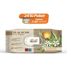 Fibril Portakal Çiçeği Kokulu Islak Mendil 24X90 Pk 2160 Yaprak Doğal Esans , Geri Dönüştürülebilir Kumaş