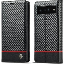 Mellow Mall Google Piksel 6A Manyetik Karbon Fiber Deri Folio Flip Case Için Kılıf (Yurt Dışından)