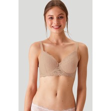 2'li Ekonomik Paket Nude-Kahve 6224 Barcelona Toparlayıcı Dantel Sütyen Set D Cup Seçeneğiyle