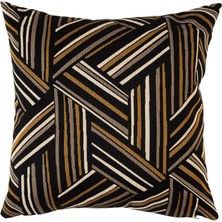 Vanelli Home Global Etnik Hardal Siyah Tonlarında 50*50 cm Kare Kırlent Kılıfı