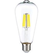 Heka Dekoratif Rustik LED Armut Ampul E27 ST64 6W 6500K Beyaz Işık 3'lü ERD-209