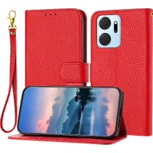 Mellow Mall Onur X7A Flip Folio Litchi Desen Cüzdan Pu Deri Kart Için Telefon Kılıfı (Yurt Dışından)