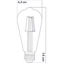Heka Dekoratif Rustik LED Armut Ampul E27 ST64 6W 6500K Beyaz Işık 3'lü ERD-209