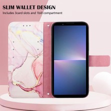 Mellow Mall Sony Xperia 5 V Pu Deri Mermer Desen Cüzdan Kickstand Için Kılıf (Yurt Dışından)