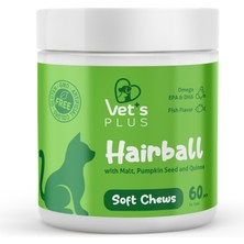 Vet's Plus Hairball Çiğnenebilir Tablet 60'lı (Malt ve Kionalı Tüy Yumağı Önleyici)